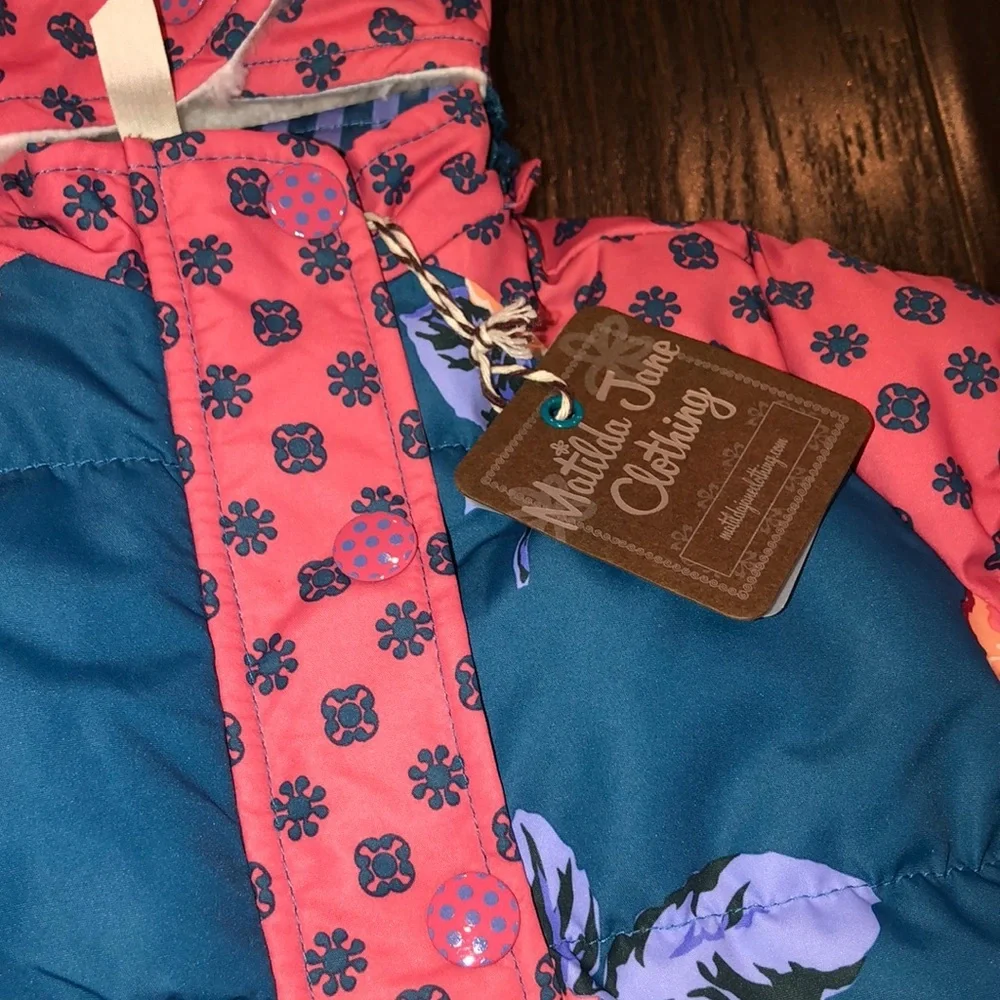 Matilda Jane blue floral one piece winter suit size 3-6 months new with tags